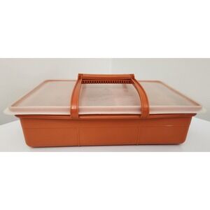 Vintage Tupperware Modular Craft Container Organizer Carry Case 2 Trays & Handle